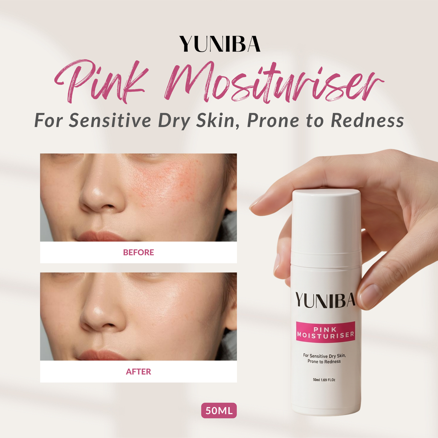 Pink Moisturiser 50ML (Calm, Comfort, and Radiance)