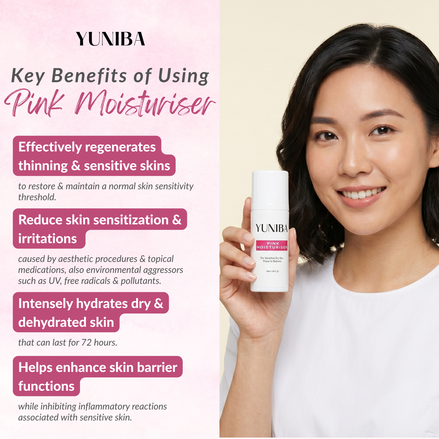 Pink Moisturiser 50ML (Calm, Comfort, and Radiance)
